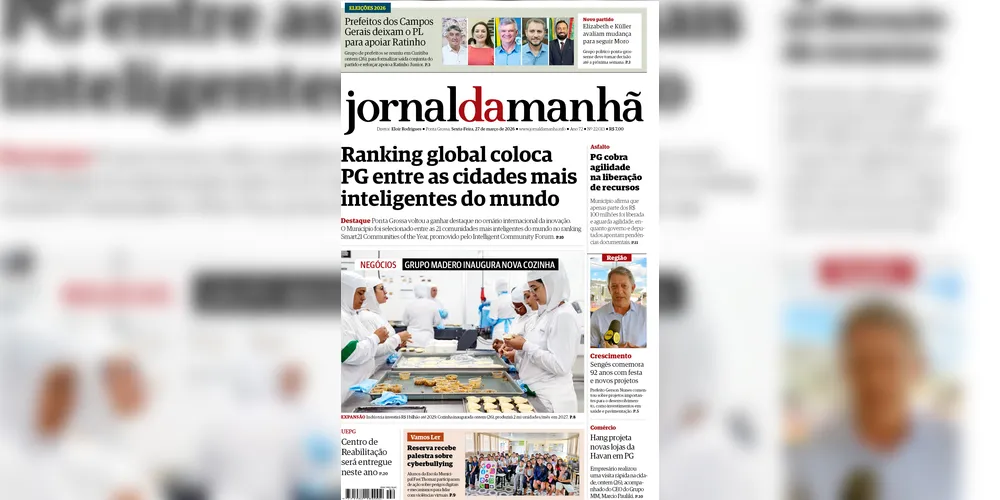 Imagem ilustrativa da imagem Capa da edição desta sexta-feira (27/03/2026), do JM