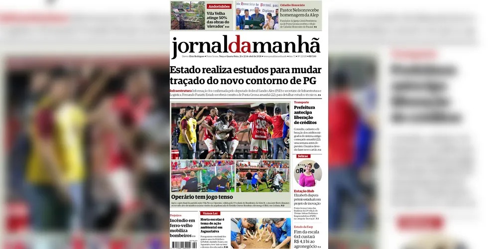 Imagem ilustrativa da imagem Capa da edição desta terça-feira (21 e 22/04/2026), do JM