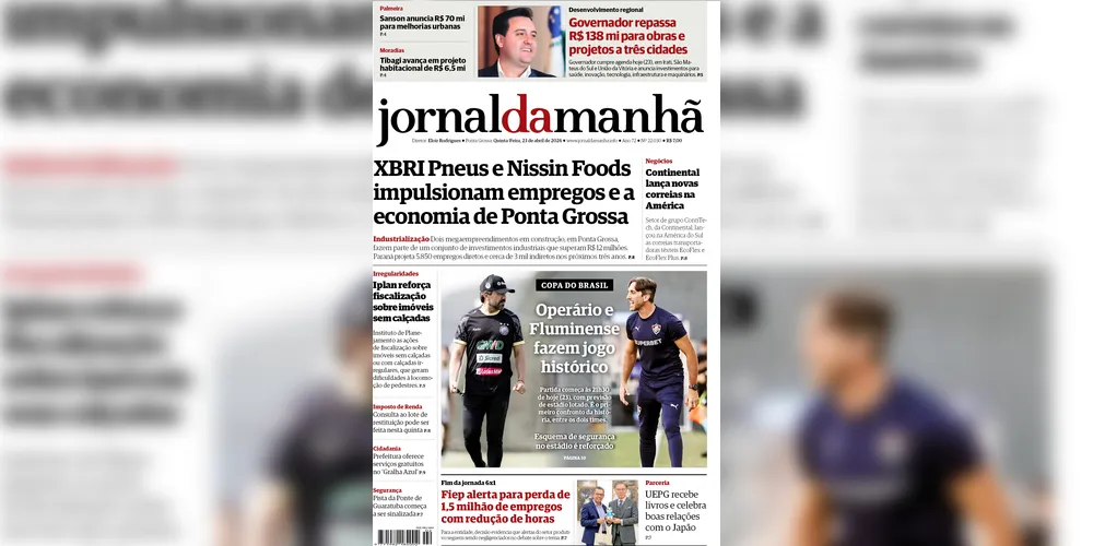 Imagem ilustrativa da imagem Capa da edição desta quinta-feira (23/04/2026), do JM