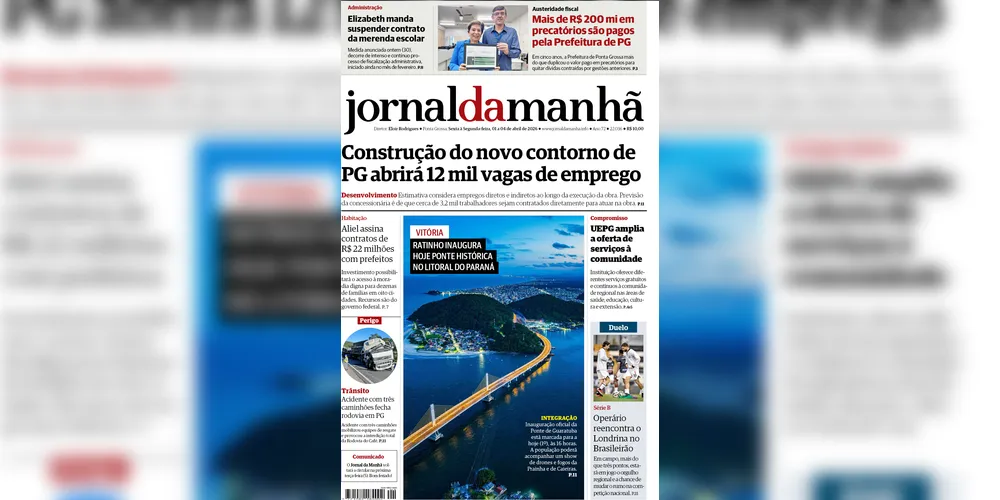 Imagem ilustrativa da imagem Capa da edição deste feriado prolongado (1, 2, 3 e 4/05/2026), do JM