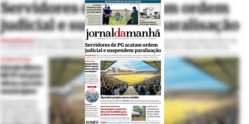 Imagem ilustrativa da imagem Capa da edição desta terça-feira (05/05/2026), do JM