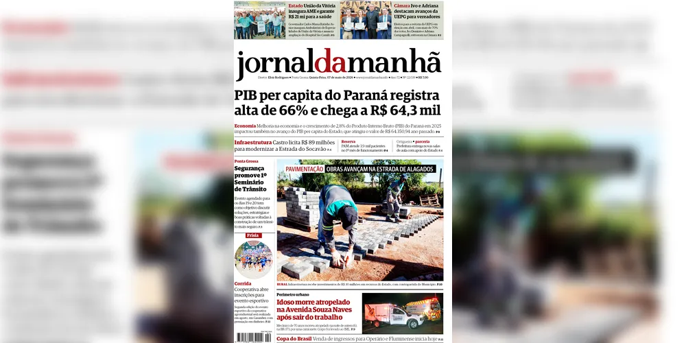 Imagem ilustrativa da imagem Capa da edição desta quinta-feira (07/05/2026), do JM