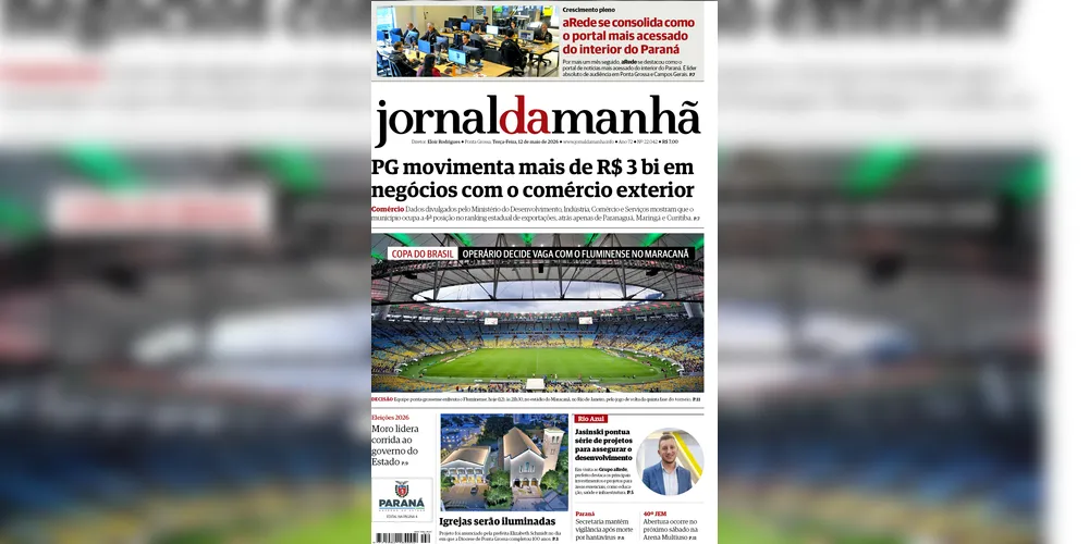 Imagem ilustrativa da imagem Capa da edição desta terça-feira (12/05/2026), do JM