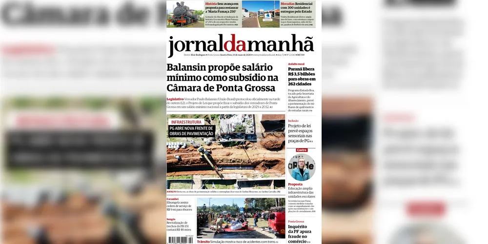Imagem ilustrativa da imagem Capa da edição desta quarta-feira (13/05/2026), do JM