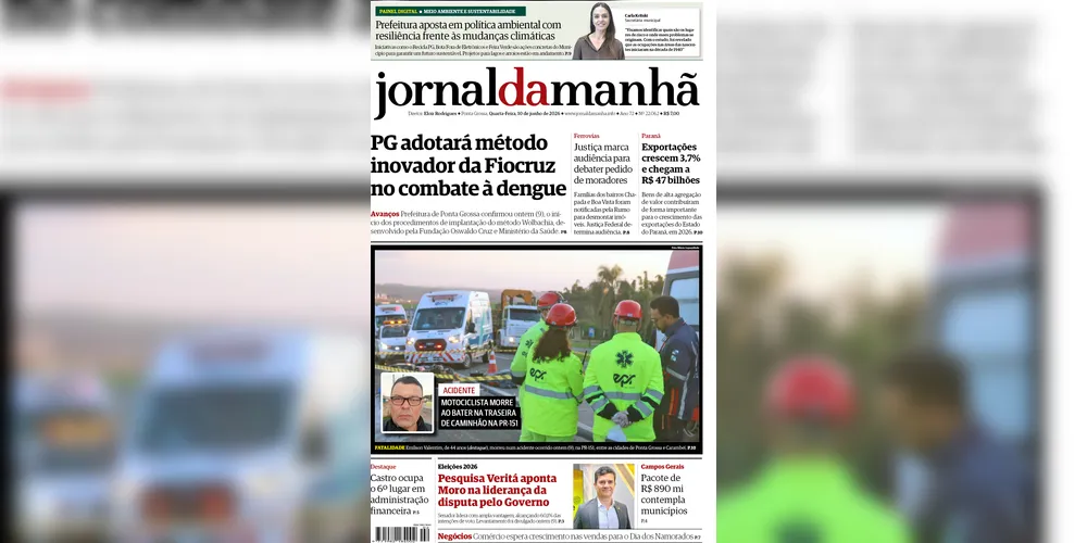 Imagem ilustrativa da imagem Capa da edição desta quarta-feira (10/06/2026), do JM