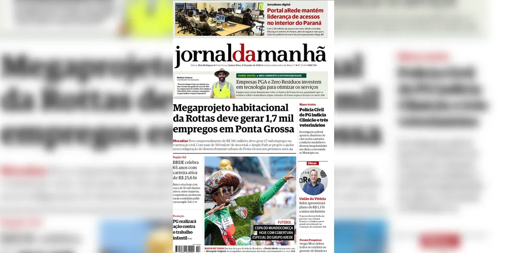 Imagem ilustrativa da imagem Capa da edição desta quinta-feira (11/06/2026), do JM