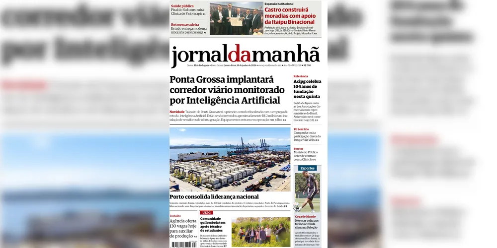 Imagem ilustrativa da imagem Capa da edição desta quinta-feira (18/06/2026), do JM