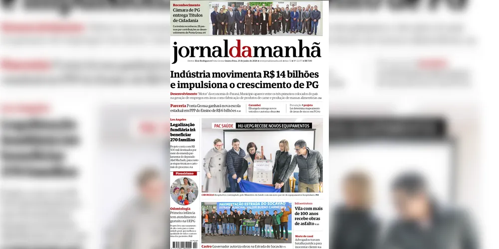 Imagem ilustrativa da imagem Capa da edição desta quinta-feira (25/06/2026), do JM