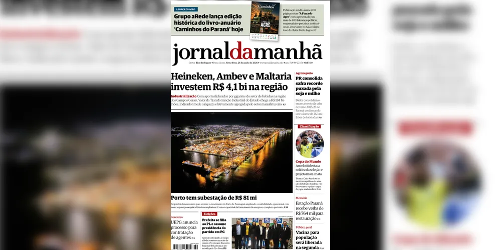 Imagem ilustrativa da imagem Capa da edição desta sexta-feira (26/06/2026), do JM