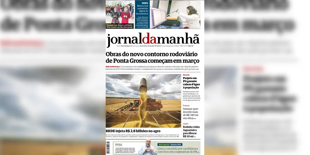 Imagem ilustrativa da imagem Capa da edição desta quarta-feira (1/07/2026), do Jornal da Manhã