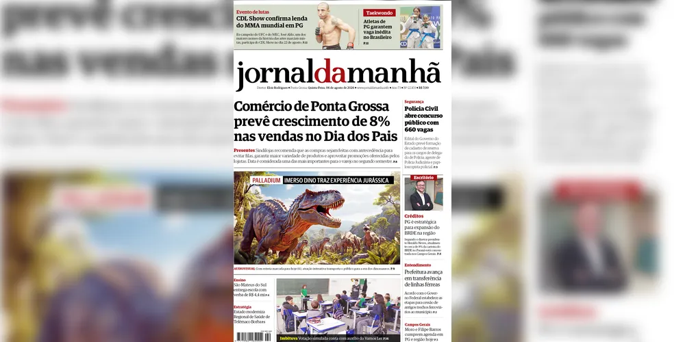 Imagem ilustrativa da imagem Capa da edição desta quinta-feira (06/08/2026), do JM