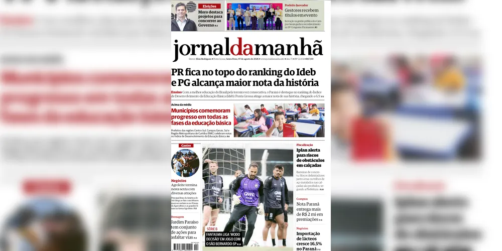 Imagem ilustrativa da imagem Capa da edição desta sexta-feira (07/08/2026), do JM