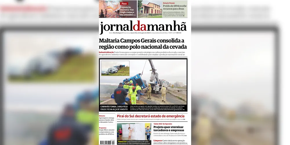 Imagem ilustrativa da imagem Capa da edição desta quarta-feira (12/08/2026), do JM