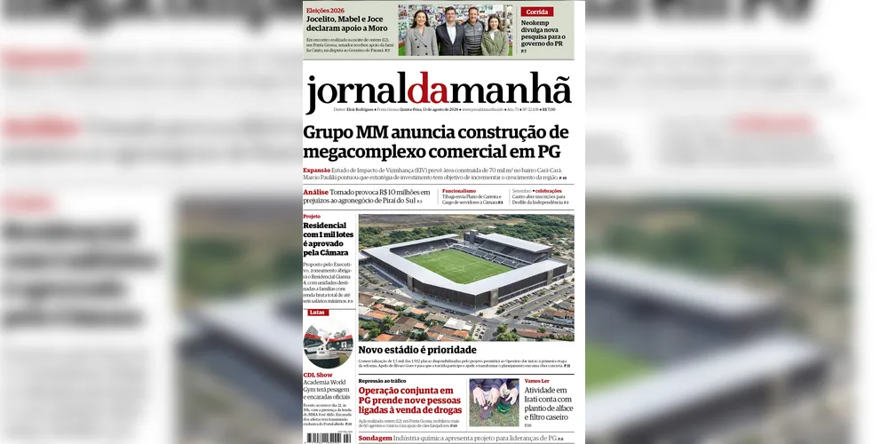 Imagem ilustrativa da imagem Capa da edição desta quinta-feira (13/08/2026), do JM