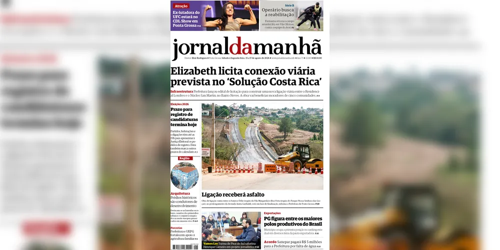 Imagem ilustrativa da imagem Capa da edição deste final de semana (15/16 e 17/08/2026), do JM
