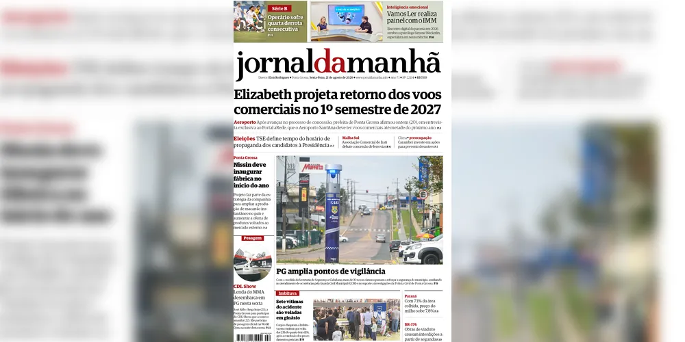 Imagem ilustrativa da imagem Capa da edição desta sexta-feira (21/08/2026), do JM