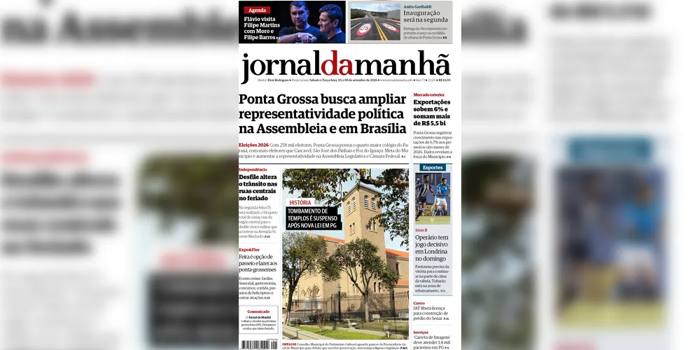 Imagem ilustrativa da imagem Capa da edição deste final de semana prolongado (05, 06 e 07/09/2026), do JM