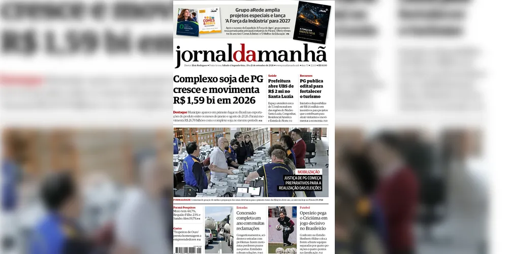 Imagem ilustrativa da imagem Capa da edição deste fim de semana (19, 20 e 21/09/2026), do JM